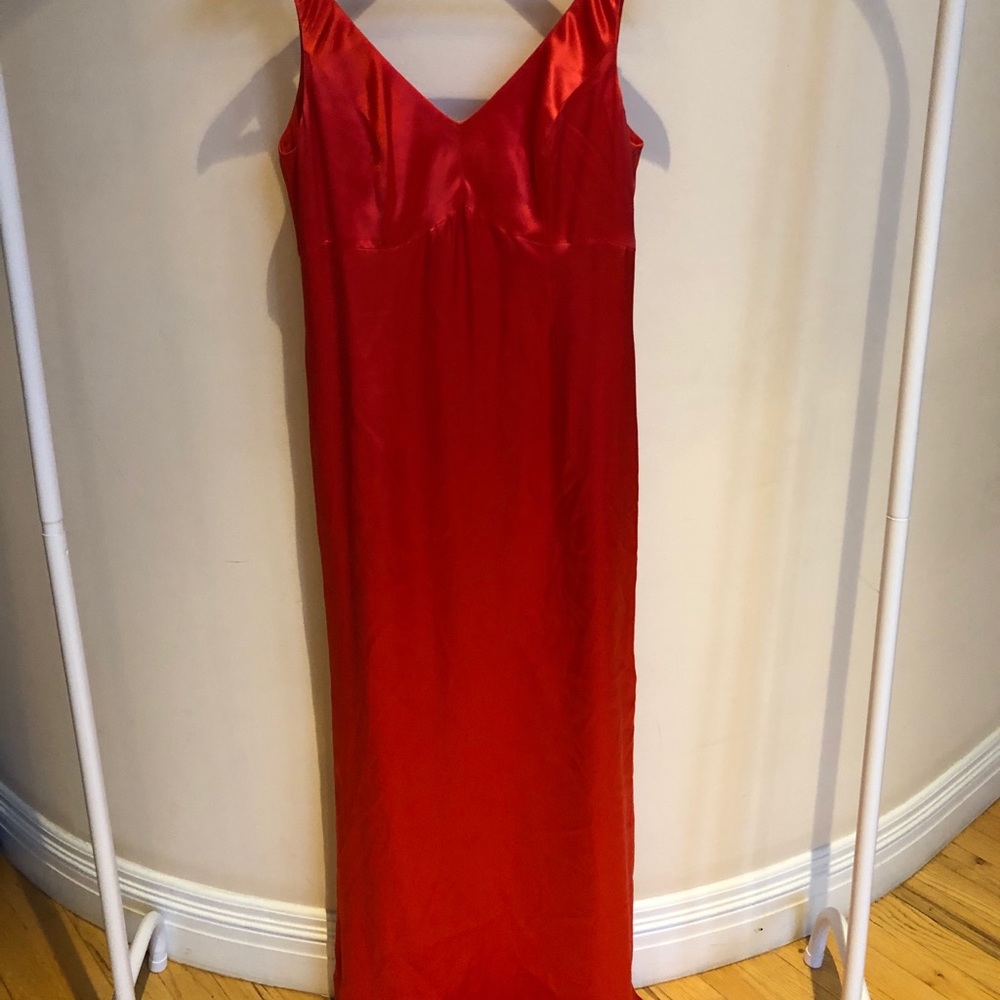 Vintage Red Silk 2 Piece Evening Dress With Shawl